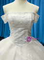 Adorable White Ball Gown Tulle Embroidery Off the Shoulder Long Wedding Dress