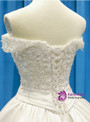Gorgeous White Ball Gown Satin Off the Shoulder Beading Wedding Dress 