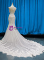 Elegant White Mermaid Tulle Lace Appliques V-neck Wedding Dress