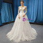 Glamorous White Ball Gown Tulle Appliques Bateau Backless Wedding Dress