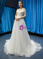 Advanced White Tulle Appliques Off the Shoulder Wedding Dress With Beading