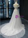 Advanced White Tulle Appliques Off the Shoulder Wedding Dress With Beading