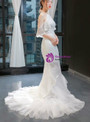 Simple Mermaid White Tulle Halter Backless Sleeveless Wedding Dress