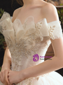 Champagne Ball Gown Tulle Sequins Off the Shoulder Beading Appliques Wedding Dress