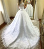 White Tulle Lace Appliques Sleeveless Floor Length Wedding Dress With Bow