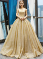 Gorgeous Gold Ball Gown Sequins Straps Floor Length Sweet 16 Prom Dress