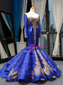 Sexy Royal Blue Sequins Mermaid Sweetheart Two Piece Prom Dress