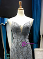 Fairy Tale Gray Mermaid Tulle Sequins Sweetheart Prom Dress With Train