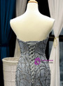 Fairy Tale Gray Mermaid Tulle Sequins Sweetheart Prom Dress With Train