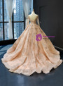Splendid Champagne Gold Ball Gown Tulle Backless Long Sleeve Quinceanera Dresses