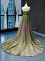 Sexy Gold Tulle Sweetheart Pleats Long Prom Dress With Pearls