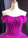 Wonderful Purple Ball Gown Off the Shoulder Haute Couture Prom Dress