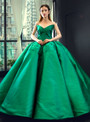 Brilliant Dark Green Ball Gown Satin Sweetheart Floor Length Prom Dress