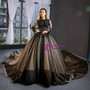 Stylish Black Ball Gown Tulle Lace Appliques Long Sleeve Luxury Prom Dress