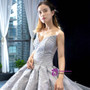 Silver Gray Ball Gown Sequins Sweetheart Luxury Floor Length Prom Dress