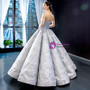 Silver Gray Ball Gown Sequins Sweetheart Luxury Floor Length Prom Dress