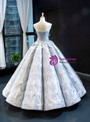 Silver Gray Ball Gown Sequins Sweetheart Luxury Floor Length Prom Dress