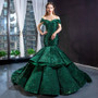 Glamorous Green Mermaid Sequins Off the Shoulder Luxury Prom Dress With Train