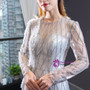 Distinctive Silver Gray Satin Tulle Long Sleeve Backless Long Prom Dress