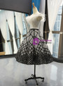A-Line Black White Ball Gown Lace Sequins Tea Length Prom Dress
