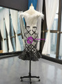 Distinctive Black And White Mermaid Off the Shoulder Short Prom Dress With Feather