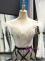 Distinctive Black And White Mermaid Off the Shoulder Short Prom Dress With Feather