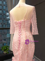 Wonderful Pink Mermaid Long Sleeve Backless Beading Sequins Prom Dress