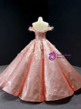 Dazzling Pink Sequins Appliques See Through V-neck Formal Quinceanera Dress