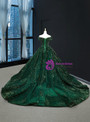 Glamorous Green Ball Gown Sequins Off the Shoulder Formal Quinceanera Dresses