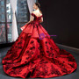 Elegance Burgundy Ball Gown Sequins Off the Shoulder 3D Flower Haute Couture Prom Dress