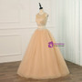 Fancy Champagne Two Piece Tulle Sweet 16 Dresses With Beaded Crystals 