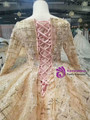 Hot Sale Champagne Gold Sequins Long Sleeve Appliques Long Flower Girl Dress