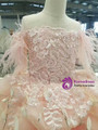 Pink Ball Gown Tulle Sequins Long Sleeve Beading Appliques Long Flower Girl Dress 