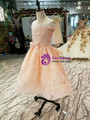 Princess Pink Lace Off the Shoulder Beading Sequins Flower Girl Dress With Bow