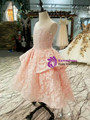 Fashion A-Line Pink Lace Sleeveless Beading Sequins Short Flower Girl Dress