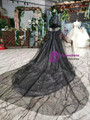 Black Ball Gown Tulle Sequins Off the Shoulder Flower Girl Dress With Shawl