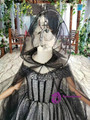 Black Ball Gown Tulle Sequins Off the Shoulder Flower Girl Dress With Shawl