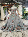 Silver Gray Ball Gown Sequins Spaghetti Straps Embroidery Flower Girl Dress With Beading Crystal 