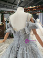 Gray Ball Gown Tulle Beading Sequins Spaghetti Straps Flower Girl Dress With Pearls