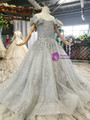 Gray Ball Gown Tulle Beading Sequins Spaghetti Straps Flower Girl Dress With Pearls