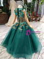 Green Ball Gown Tulle Sequins Appliques Sleeveless Luxury Flower Girl Dress