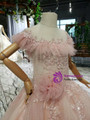 Princess Pink Tulle Backless Sequins Appliques Beading Flower Girl Dress