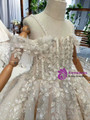 Fashion Champagne Tulle Appliques Spaghetti Straps Appliques Sequins Flower Girl Dress With Train