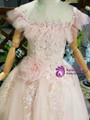 Fancy Pink Tulle Appliues Beading Sequins Backless Long Flower Girl Dress