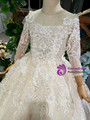 Light Champagne Sequins Appliques Long Sleeve Long Luxury Flower Girl Dress