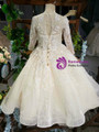 Light Champagne Sequins Appliques Long Sleeve Long Luxury Flower Girl Dress