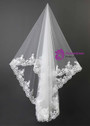 In Stock:Ship in 48 Hours Ivory Tulle Wedding Veil With Lace Appliques Edge