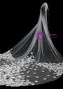 In Stock:Ship in 48 Hours White Tulle Wedding Veil With Lace Handmade Flowers