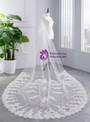 In Stock:Ship in 48 Hours White Tulle Appliques Long Bride Yarn Tulle Veils