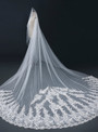 In Stock:Ship in 48 Hours Long Mop Lace Appliques Tulle Wedding Veils